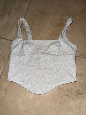 Garage Light Gray Cropped Tank Corset Top
